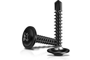 Marysino 100Pcs #10 x 1 Black Self Tapping Screws for Metal, 410 Stainless Steel, Sheet Metal Screws for Metal, Truss Head High-Strength Quick Tapping