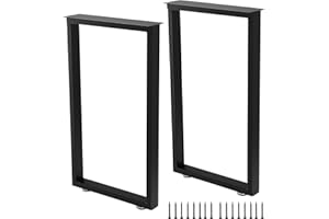 ALLCOS Metal Table Legs 30 Inch Heavy Duty Dining Desk Legs Black Metal Coffee Table Legs with Adjustable Feet Pads, Black, Set of 2