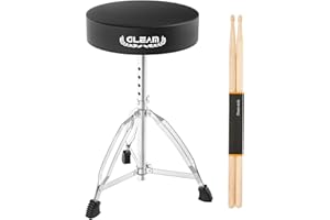 GLEAM Drum Throne Height Adjustable - Drum Seat Thick Padded for Adults and Kids Universal Drum Stools with Anti-Slip Feet Drum Chair Black