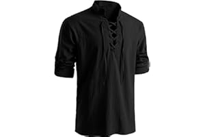 Westmall Men's medieval Retro Style pirate Shirts Renaissance shirt Long Sleeve Shirts Viking style Halloween costume