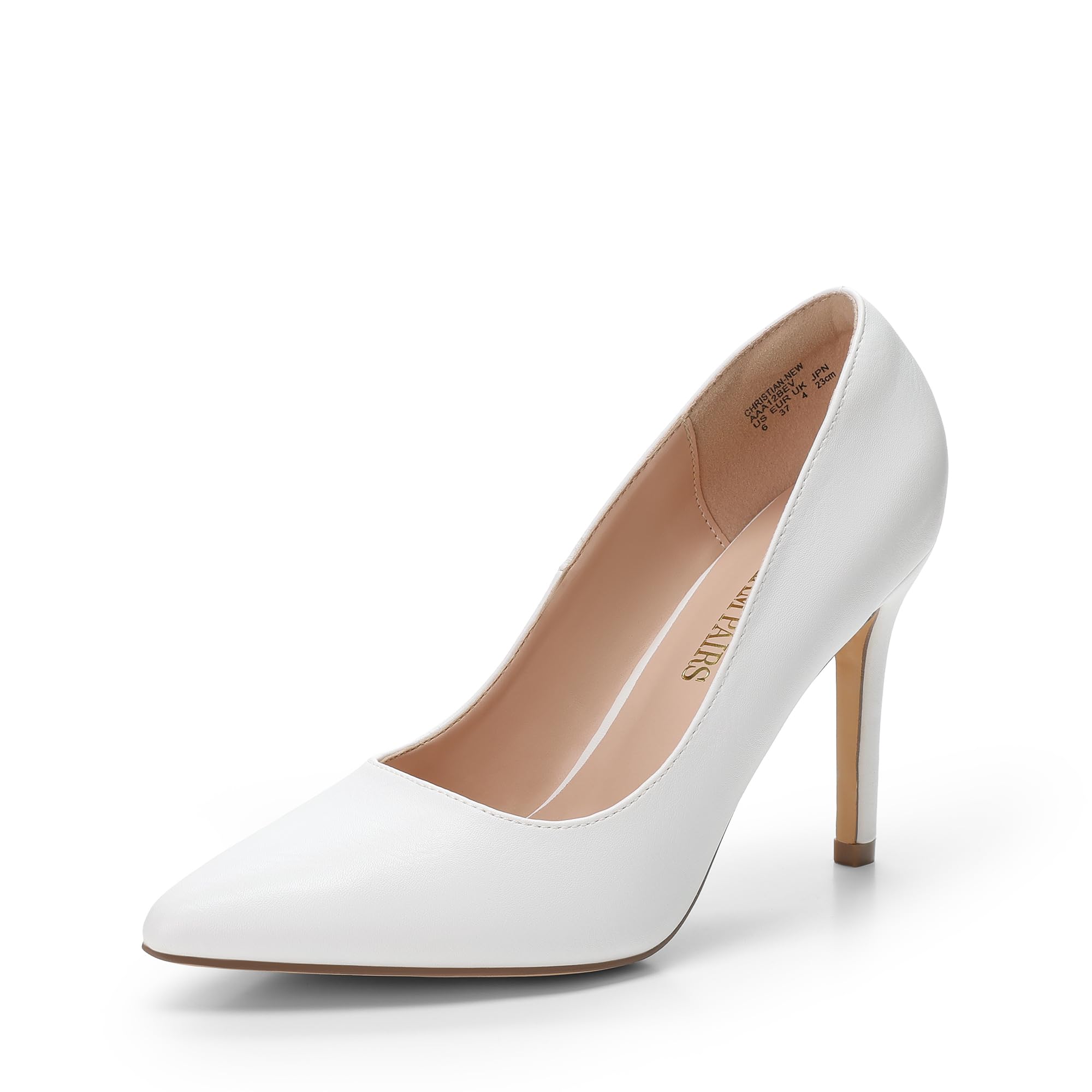 Photo 1 of DREAM PAIRS Women's Closed Toe High Heels Dress Pointed Toe Wedding Pump Shoes,Size 7.5,White/Pu
