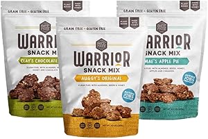 BeeFree Warrior Mix Gluten Free Granola - Chunky Granola Bites | Paleo, Low Carb, Grain Free, Preservative Free, Oat Free | Granola for Yogurt, Low Calorie Snack | Variety Pack, 9 Oz Bags, 3 Pack