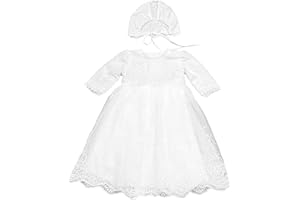 Xopzsiay Baby Girls Long Sleeve Christening Dress Classic Embroidered Baptism Tulle Dress