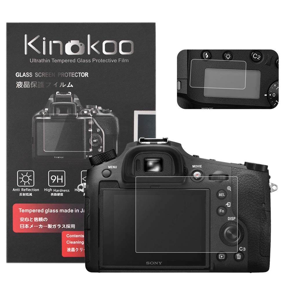 kinokoo RX10 Screen Protector + Top Screen Protector, 0.25mm 9H HardnessTempered Glass Film for SONY RX10/RX10 II/RX10 III/RX10 IV/RX10/RX10M2/RX10M3/RX10M4 (2 pack)