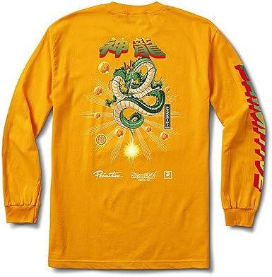 Primitive X Dragon Ball Z Men S Shenron Long Sleeve T Shirt Yellow Gold S Amazon Fr Vetements Et Accessoires