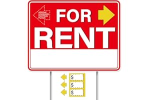 GXGGUS For Rent Signs with Stand,1 PCS 17" x 13" Double-Sided Yard Signs with Arrow Stickers Pricing Stickers, House Car Rent