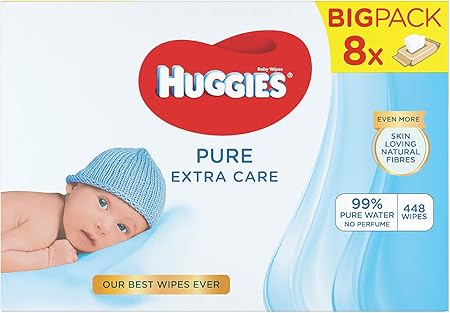 Huggies Lingettes Bebe Pour Tout Le Corps Utilisables Des La Naissance Sans Parfum 8x56 Lingettes Pure Extra Care Amazon Fr Hygiasne Et Soins Du Corps