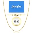 Jewlpire Italian 2mm Rope Chain 925 Sterling Silver Chain Necklace for Women Men, 14K Plated Gold Chain for Women Sturdy Women's Chain Necklaces, 16 18 20 22 24 26 Inch