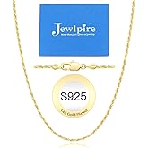 Jewlpire 2mm Rope Chain 14K Gold Plated 925 Sterling Silver Chain Necklace for Women, Shiny & Sturdy & Comfortable Womens Chains Necklaces, 16 18 20 22 24 26 Inch