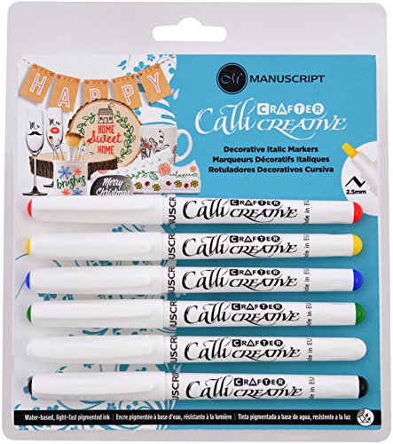 Manuscript Crafter CalliCreative Italic Markers - Assorted Colors, Set of 6, Medium Point