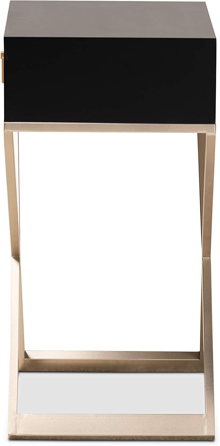 Baxton Studio Nightstands, Black/Brass/Gold: Kitchen & Dining