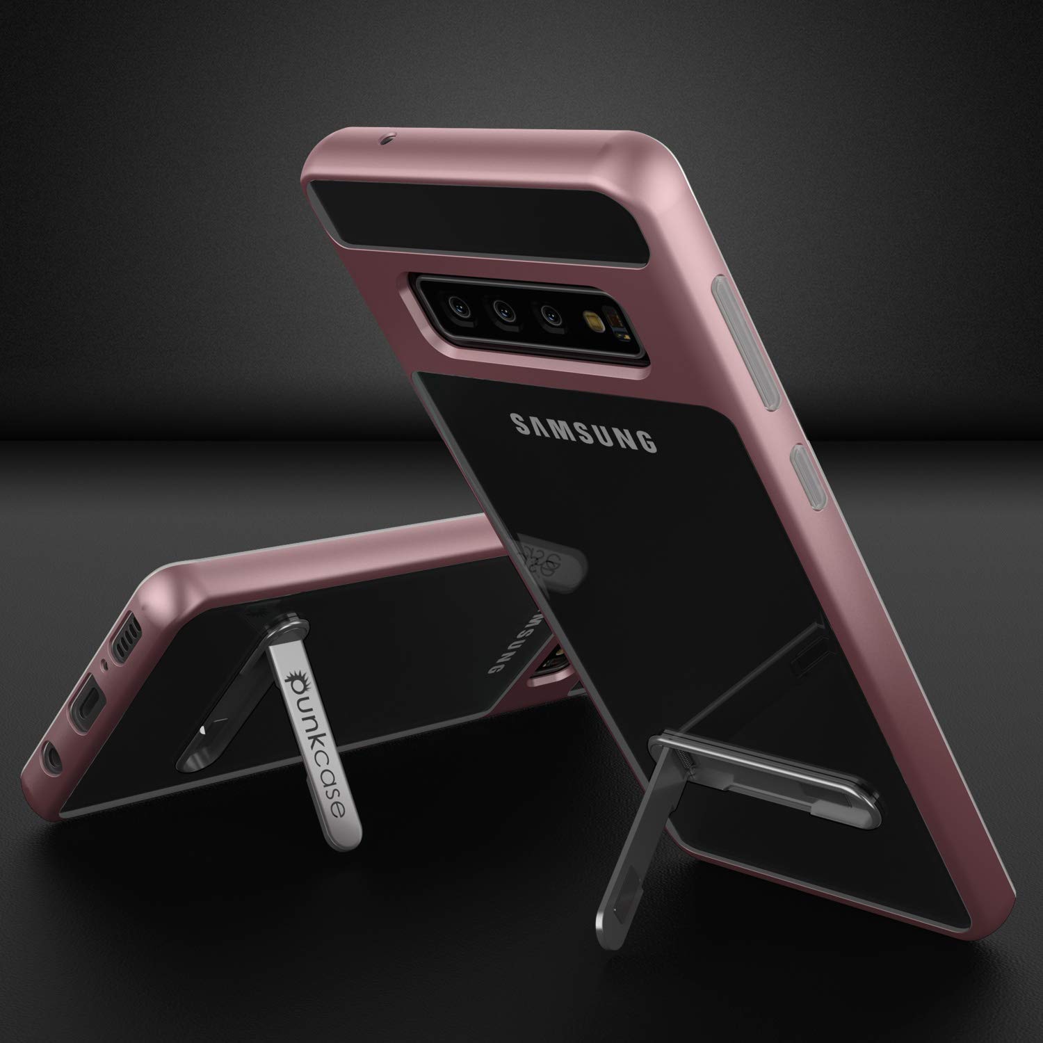 Galaxy S10 Case, PUNKcase [Lucid 3.0 Series] [Slim Fit] [Clear Back] Armor Cover w/Integrated Kickstand, Anti-Shock System & PUNKSHIELD Screen Protector for Samsung Galaxy S10 [Rose Gold]