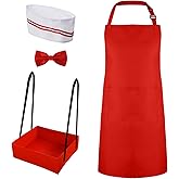 SATINIOR 4 Pcs Carnival Adult Waiter Costume Circus Popcorn Hot Dog Soda Jerk Movie Night Costume 50s Party Cosplay