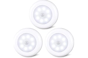 STAR-SPANGLED 3 Pack 3.1” Motion Sensor Lights Indoor AA Battery Operated, Stick on LED Puck Light for Closet, Stairs, Under 