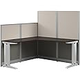 Bush Business Furniture Office in an Hour L Shaped Cubicle Desk | Modern Computer Table with Privacy Panels for Commercial Workspace, 65W x 65D, Mocha Cherry