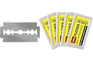 Feather Double Edge Safety Razor Blades - (50 Count) - Platinum Coated Hi-Stainless Steel Razor Blades - Fits Most Safety Razors - Super Sharp for Close Shaves - Japanese Quality