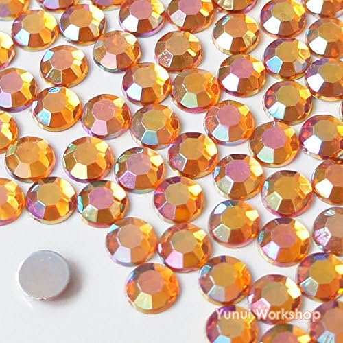 (AB Orange) 1.5mm-8mm OR Orange Size Facet Round Acrylic Flatback Rhinestones Cabochons Scrapbooking Nail Craft - 1000pcs (6mm)