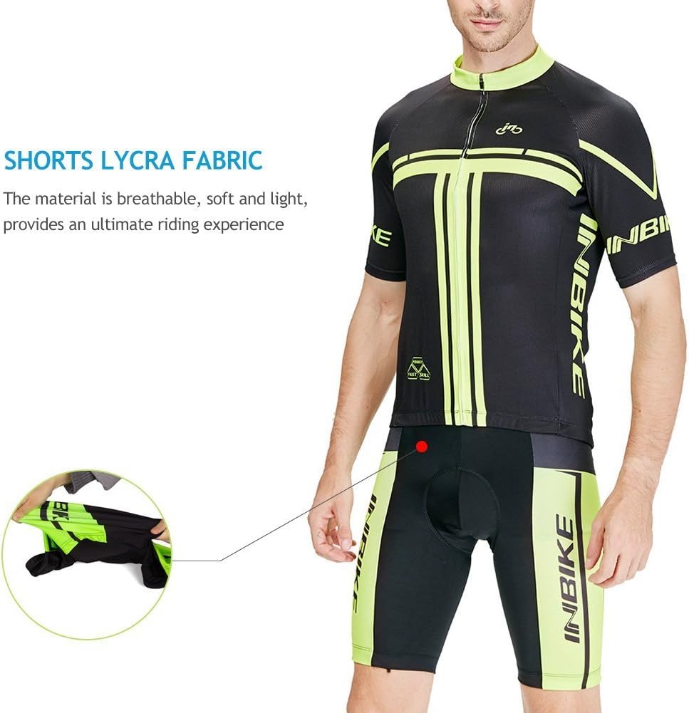 INBIKE Men's Cycling Jersey Set Short Sleeve Full Zip Moisture Wicking Breathable Quick-Dry, Bike Shirt with 3D Padded Shorts : Clothing