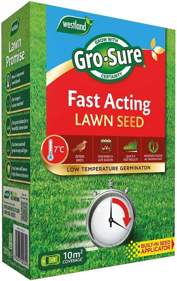 Gro-Sure Fast Acting Lawn Seed 300 g Blue Coating 10 m2 Coverage