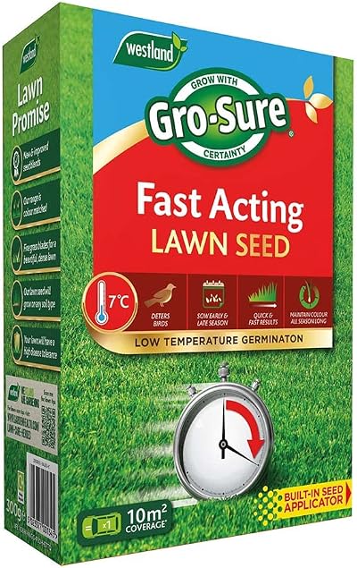 Gro-Sure Fast Acting Lawn Seed 300 g Blue Coating 10 m2 Coverage