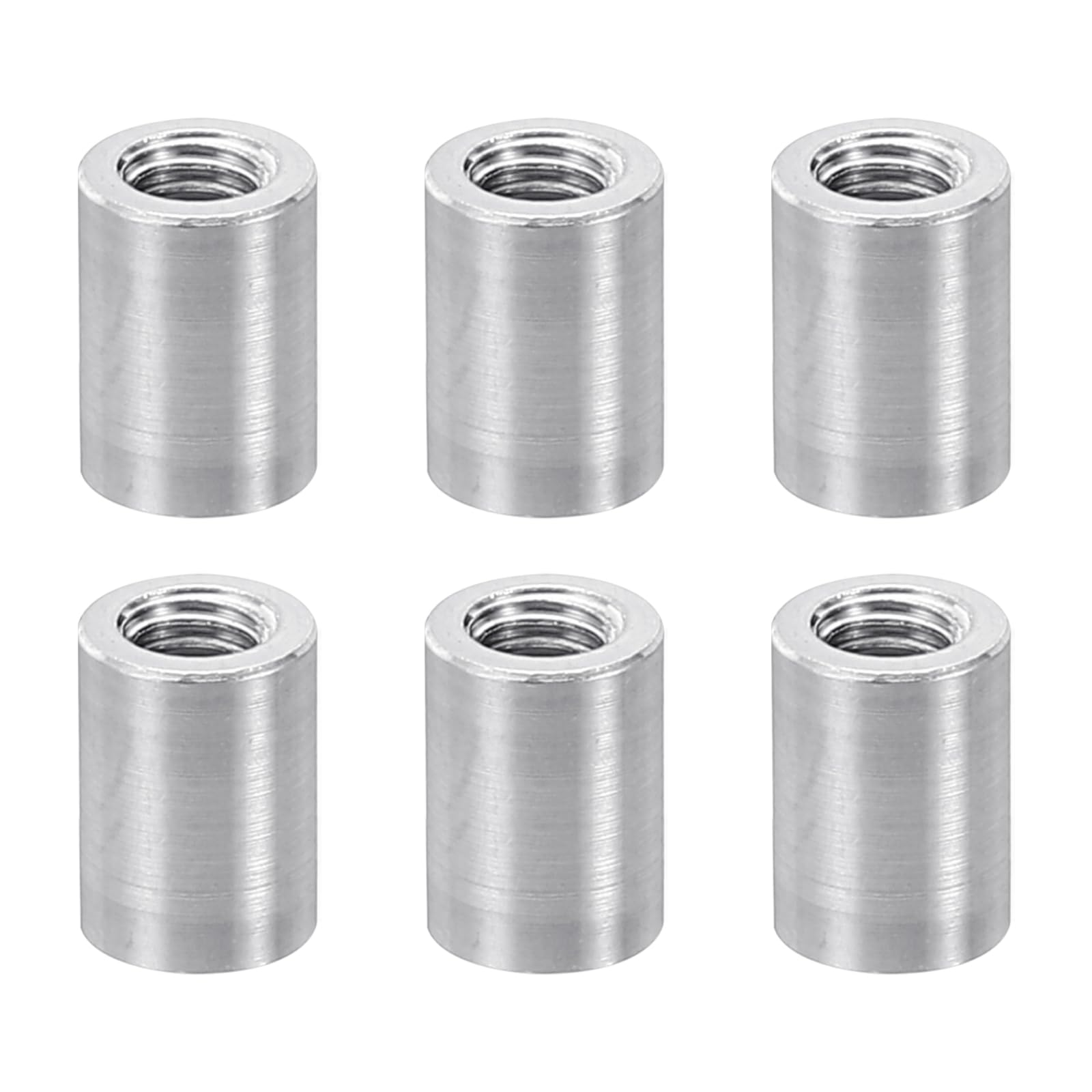 PATIKIL 12pcs M3 Metal Threaded Standoff Spacer Nuts, Round Aluminum Spacers Female Coupling Screws, 1/8" ID x 3/16" OD, Silver 3x5x8mm