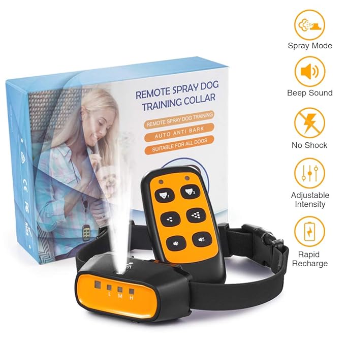 Queenmew Dog Training Collar, Beep & Spray Modes Collar Trainer For