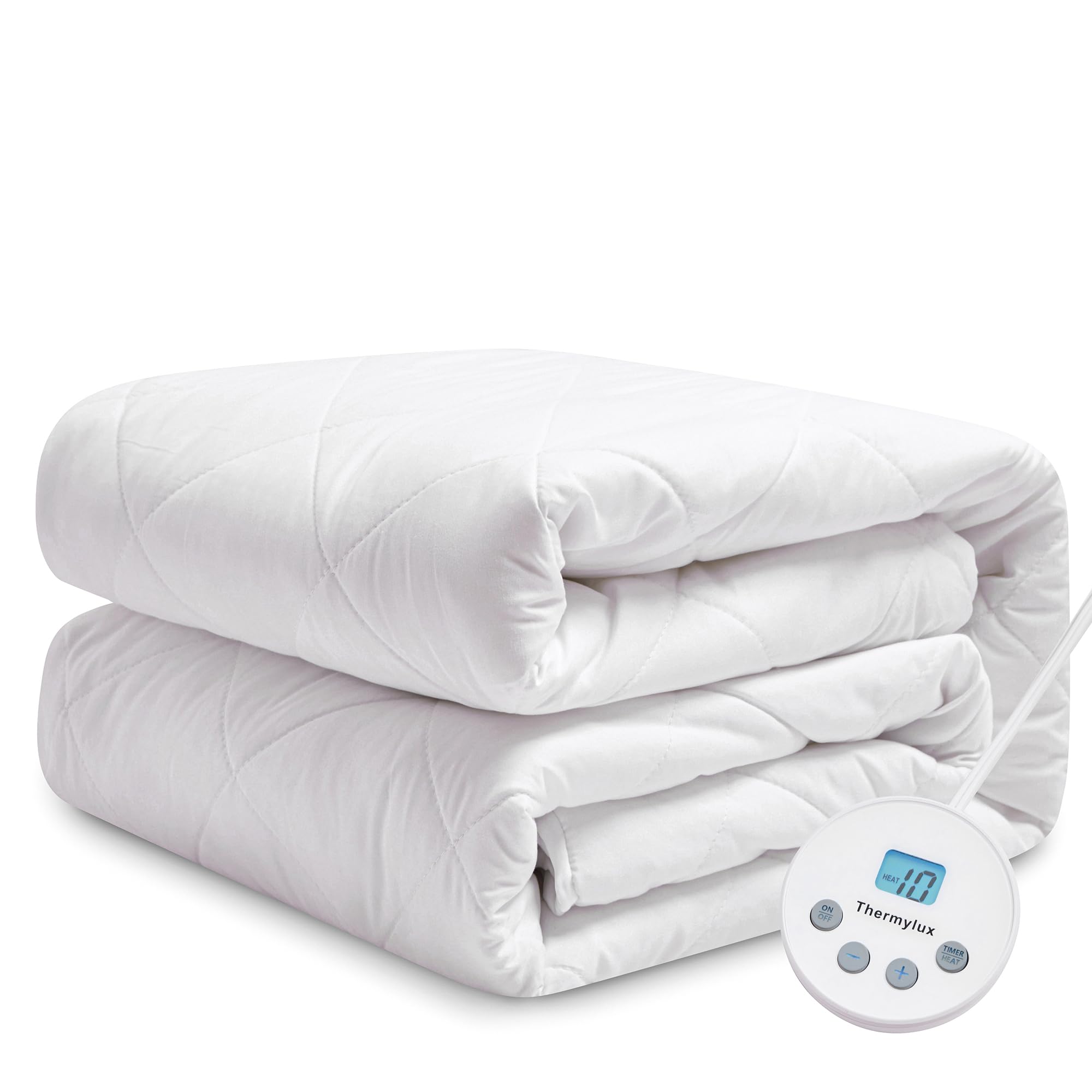 Photo 1 of Thermylux Electric Mattress Pad Full Size Quilted Wave 10 Heat Settings with 12 Hour Auto Off, Deep Pocket Fits up to 15", Microfiber Bed Warmer, ETL Certified Machine Washable, 54"x75"