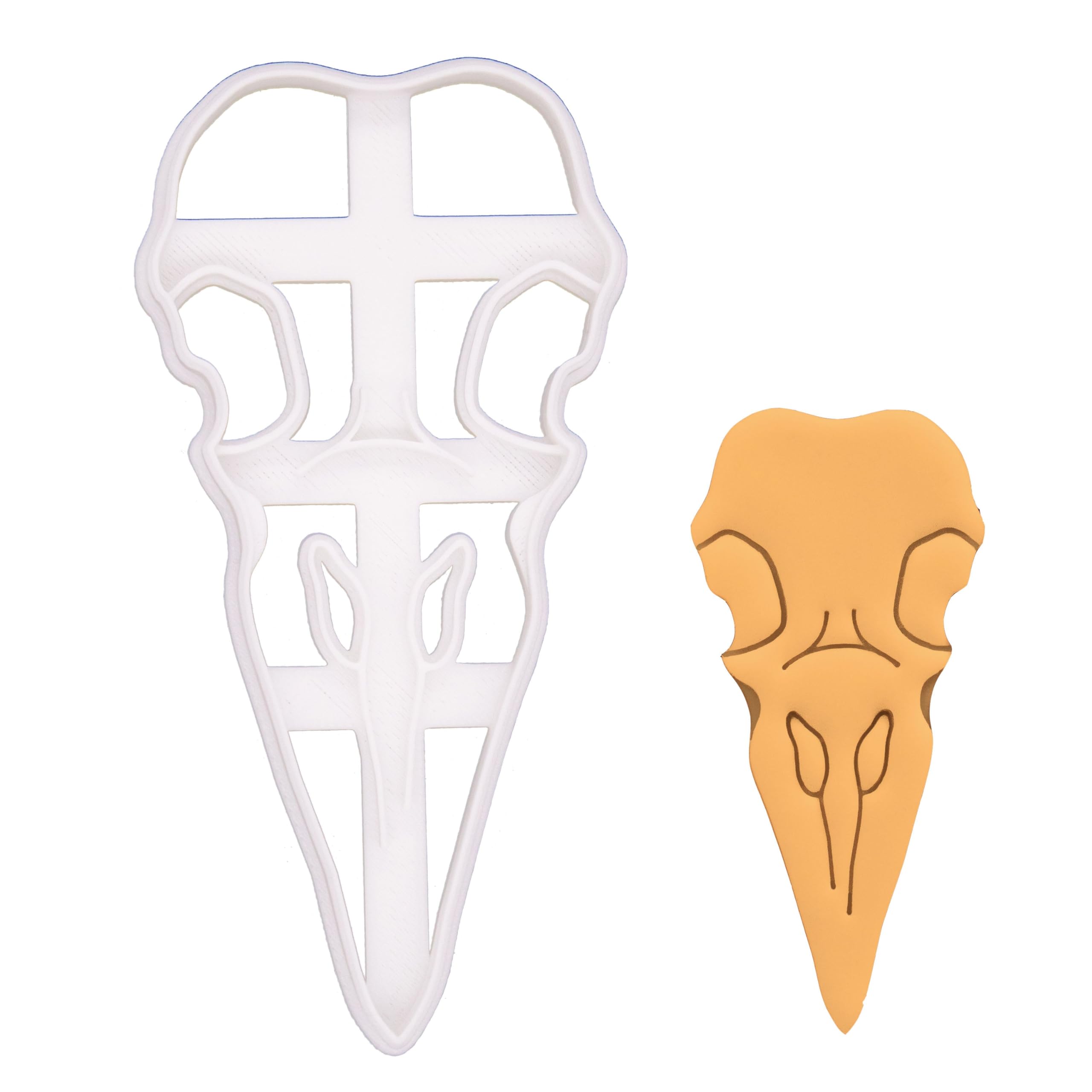 BAKERLOGY Raven Skull Top View Cookie Cutter - Detailed Biscuit Cutter Design for Baking and Crafts, Ideal on Fondant, Dough, Clay