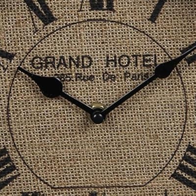 Benjara Round Metal Table Clock with Rope Edges and Handle, Gray and Brown 61Yi4d2vbPL