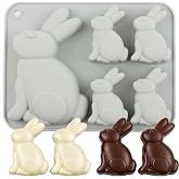 EPYHREHM 5 Cavity Easter Silicone Chocolate Molds Bunny Rabbit Candy Mold | For Candy Jelly Chocolate Cake Decoration