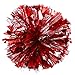 Red and Silver Cheerleading Pom Poms with Finger Rings, 2 Pack Metallic Cheer Accessories for Kids Dance Team, Round Spirit Pompons with Handle for Girls School Sports Performance