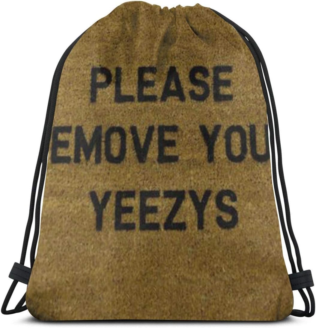 Please Remove Your Yeezys 3D Print Drawstring Backpack Rucksack Shoulder Bags Gym Bag For Adult 16.9"X14"