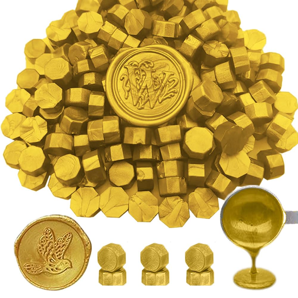 Wax Seal Beads, ANBOSE 500 Pieces Octagon Sealing Wax Beads for Wax Seal Stamp, for Making Seals (Gold)