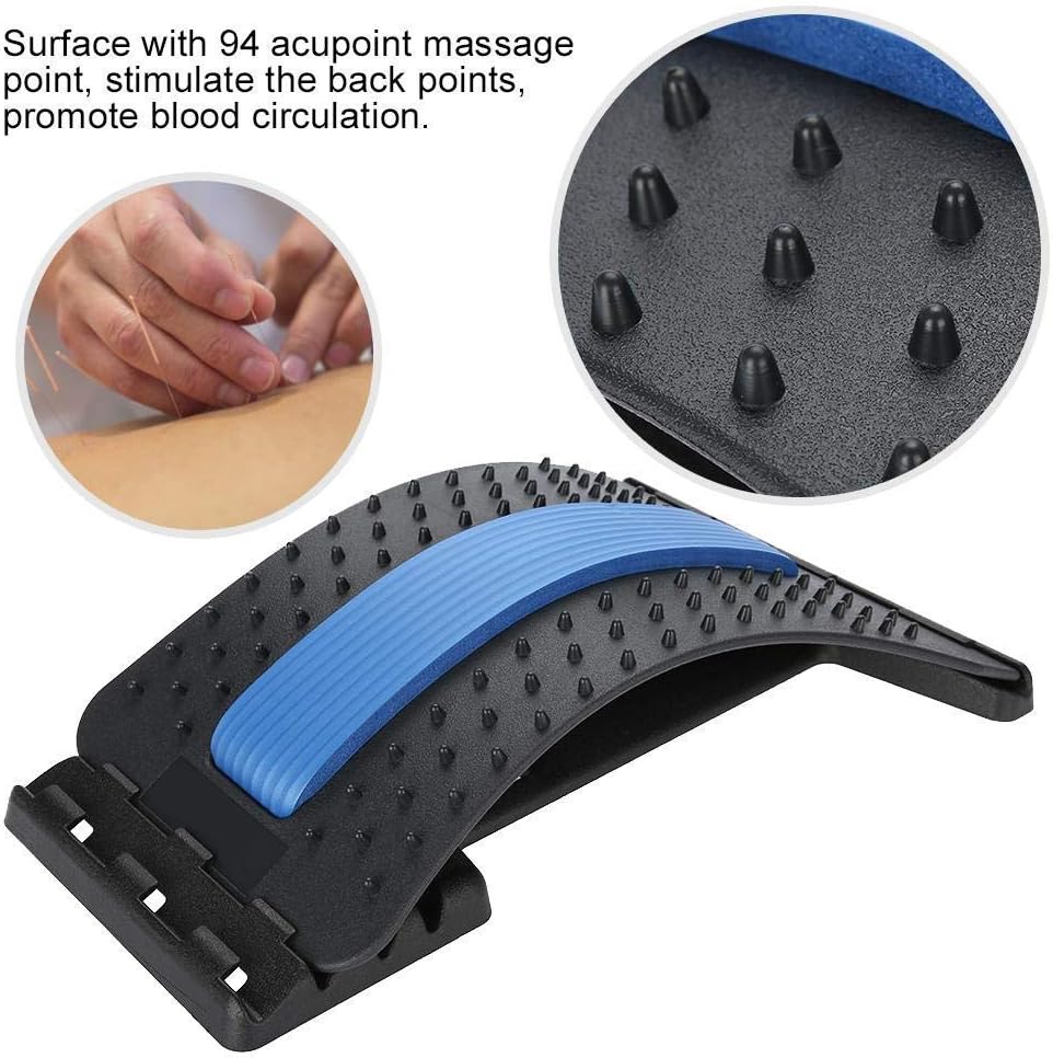 SUNANTH Back Stretcher, Lumbar Stretching Device with 3Adjustable Settings for Upper and Lower Back Pain Relief, Spinal Pain Relieve,Herniated Disc, Spinal Stenosis(Black&Blue): Health & Personal Care