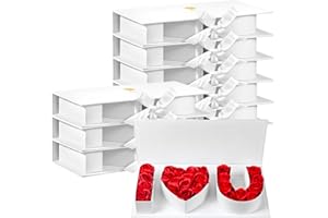 Ireer 8 Pcs Valentines Day Empty I Love You Flower Box Bulk Large I Heart U Letter Gift Box with Ribbon for Holiday Mother Wedding Bridal Rose Chocolate Packaging(White)