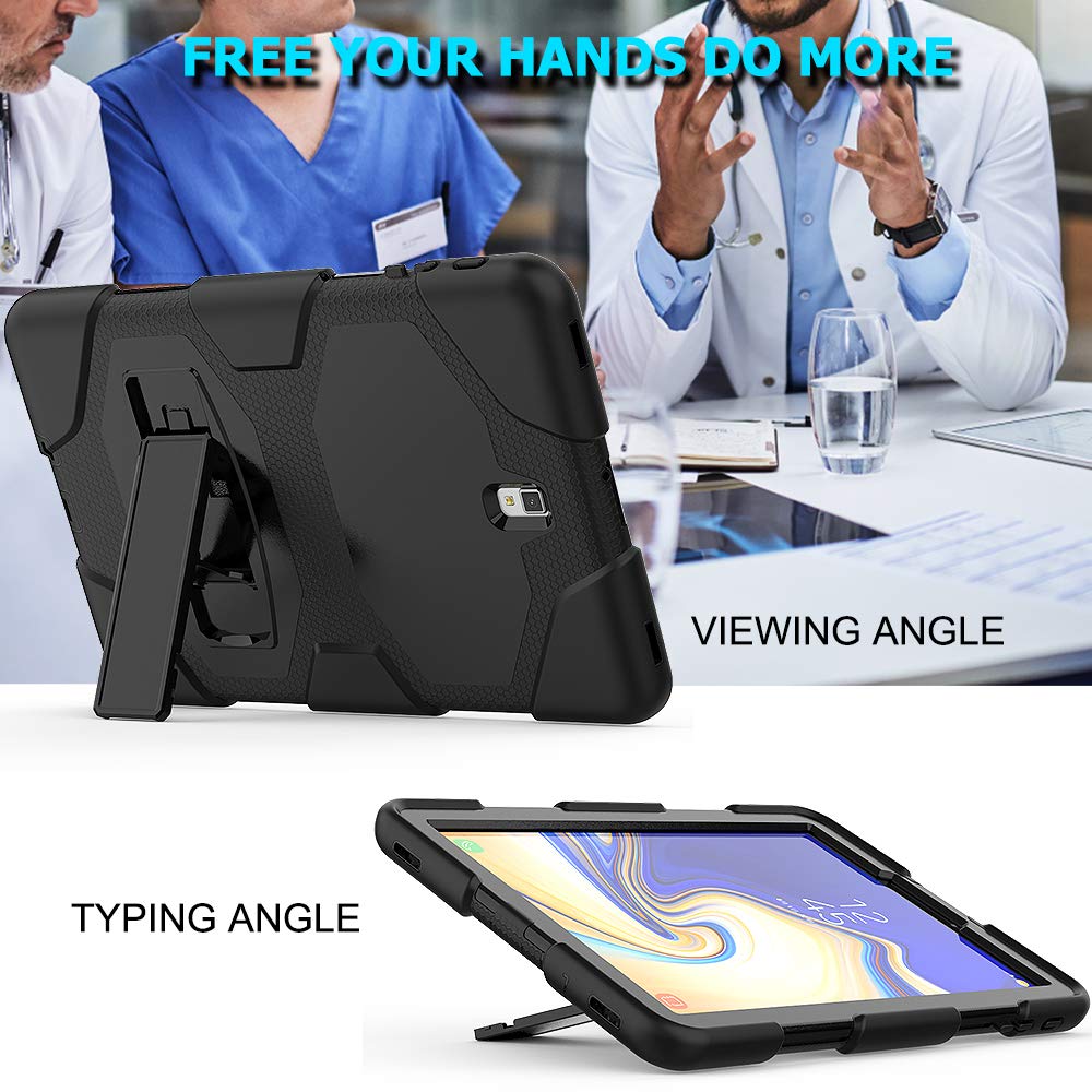 SXcase Galaxy Tab S4 10.5 Case with Stand, Heavy Duty Rugged Shockproof Silicone Hard Bumper Protective Case for Samsung Galaxy Tab S4 SM T830 2018 [Black]