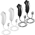 MODESLAB Wii Nunchuck Controller 4 Pack, Nunchuck Controllers Remote Replacement Compatible for Wii (White/Black)