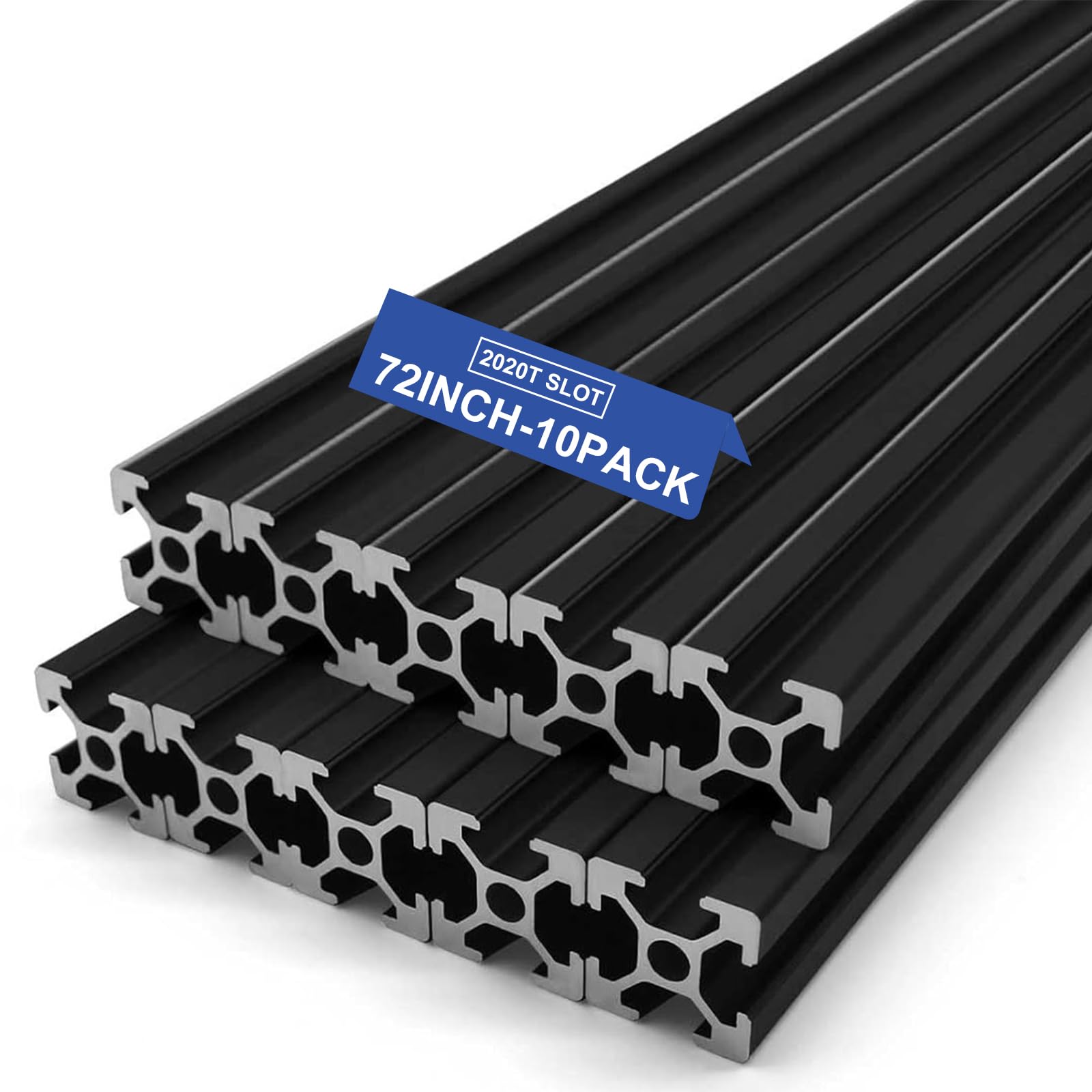 Photo 1 of Seekliny 10PCS T Slot 2020 Aluminum Extrusion European Standard 72 inch(6ft) Length Anodized Extruded Aluminum Black for CNC DIY 3D Printer and Industrial Bracket Making