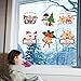 Yuson Girl Christmas Windows Stickers Bells Penguin Santa Claus Bear Snowflakes Removable PVC Static Sticker DIY Wall Window Clings Door Mural Decals for Showcase (B)