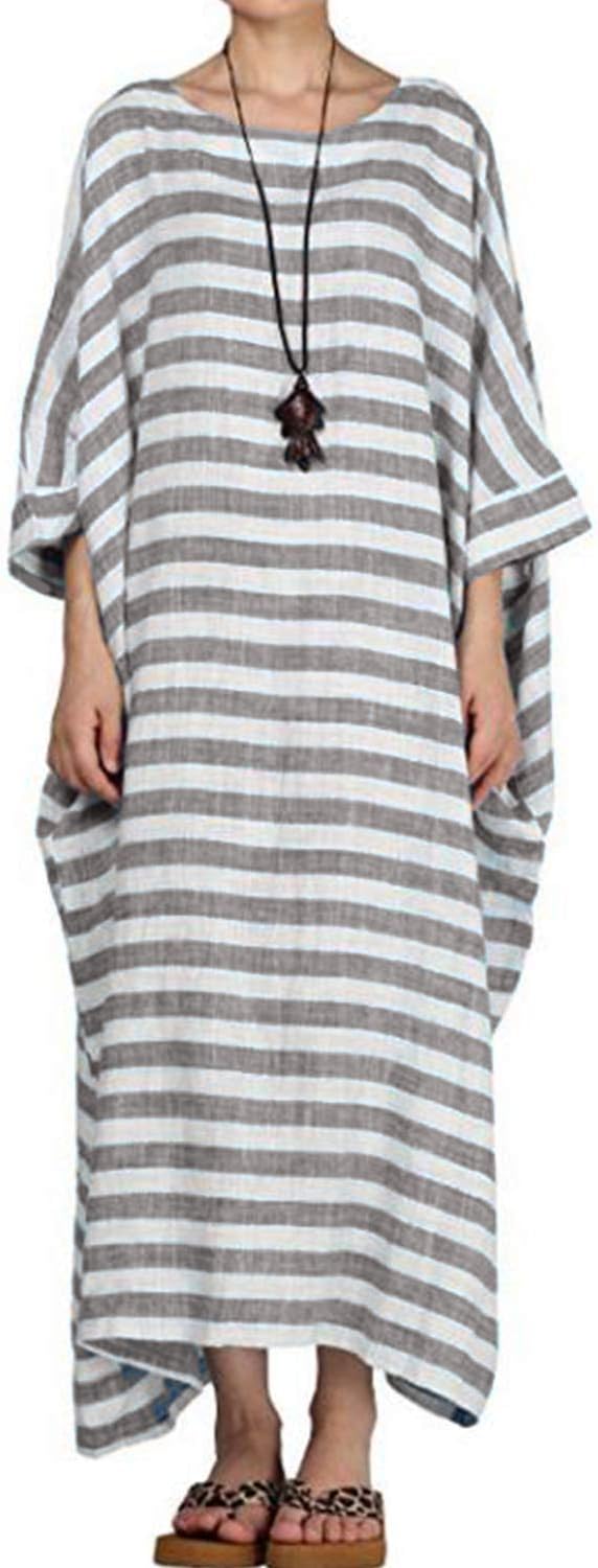 Autumn Solid Loose Long Maxi Dress Cotton Caftan