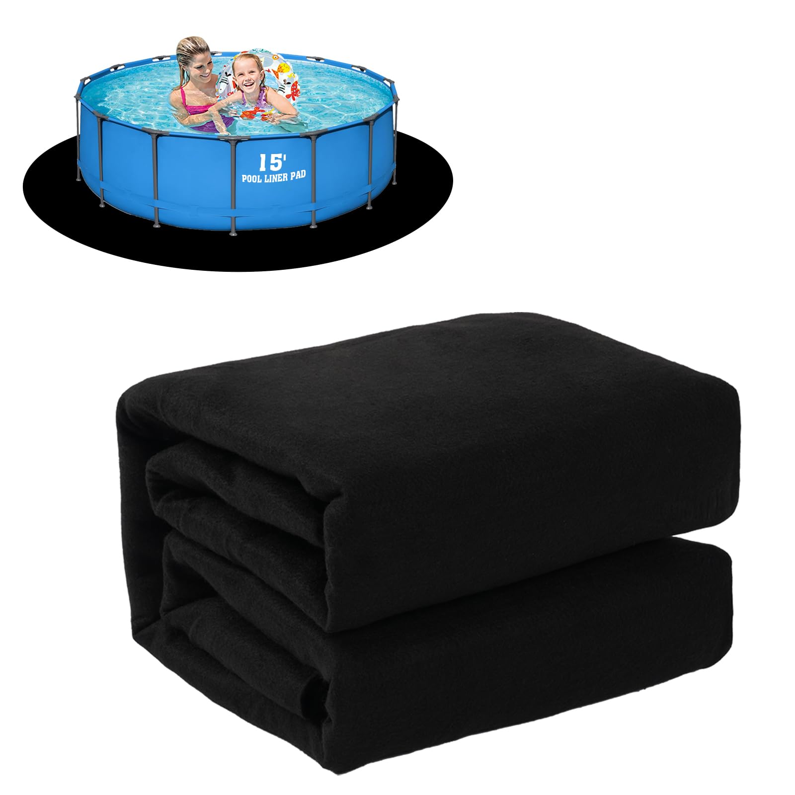 Photo 1 of (used) Upgrade Thicken 15ft Round Pool Liner Pad for Above Ground Pool, 300g/  Seamless Swimming Pool Mat, Under Pool Padding