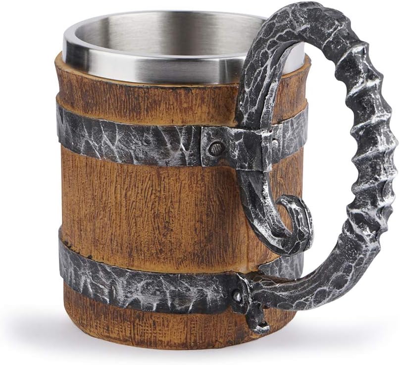Wood Imitation Barrel Beer Mug, 20oz Pirate Viking Cup Medieval Tavern Wood Tankard for Bar Restaurant Home Decor - Image 3