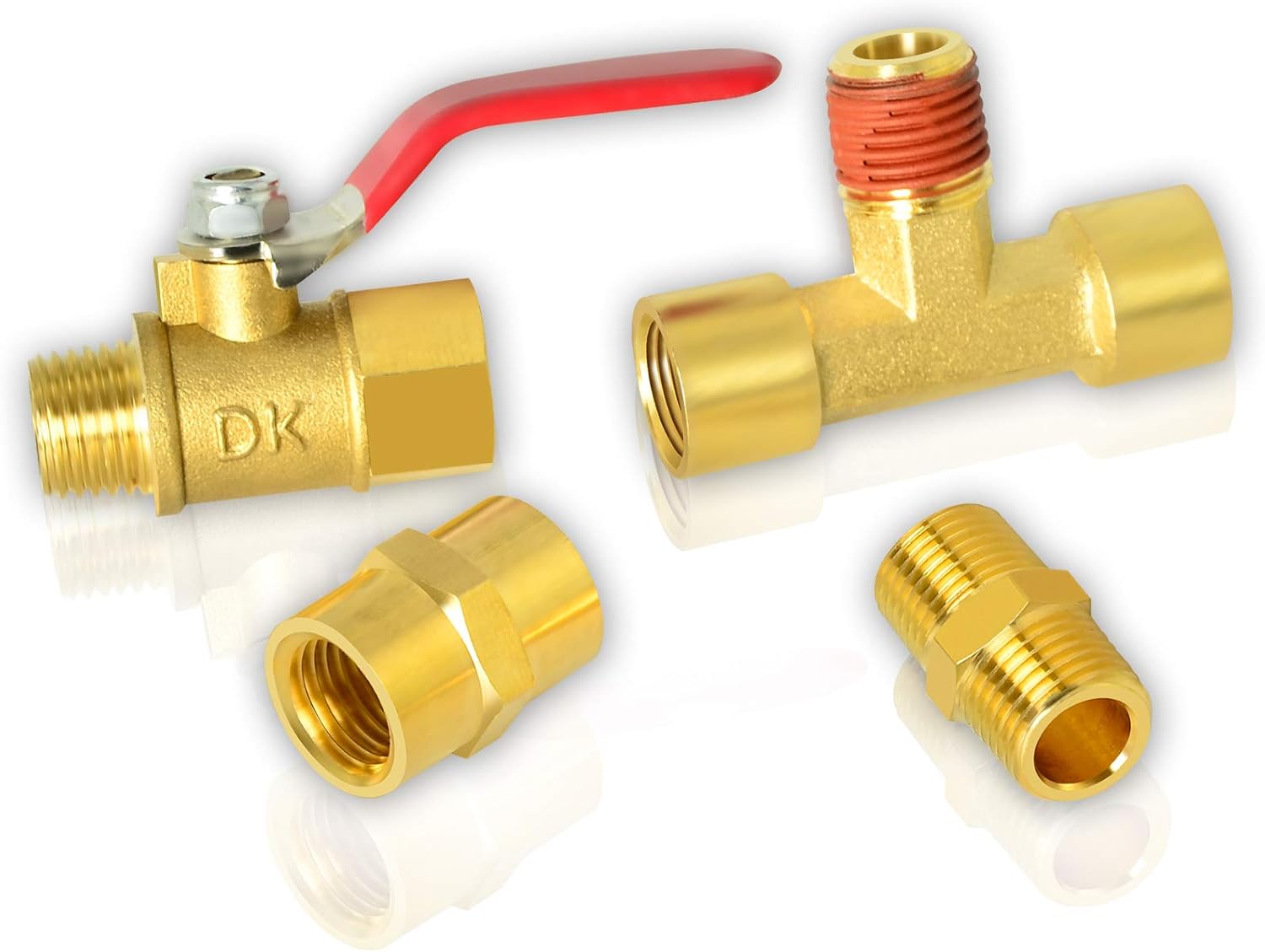 Gasher 19 Pieces Air Coupler and Plug Kit, Solid Brass Quick Connector Set 1/4-Inch NPT Air Hose Fittings, Air Plug, Air Coupler, Ball valve and Tee Pipe Fitting with Storage Case - - 