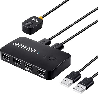 TCNEWCL USB 2.0 Switch 2 PC Share 4 Devices Printer Scanner Keyboard Mouse 2