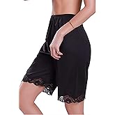 Women Loose Half Slip Shorts Loose Fit Lace Trim Pettipants Culotte Slip Bloomers Split Underwear Shorts