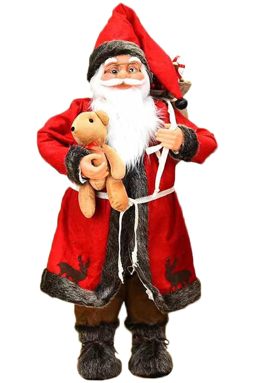 ITODA Standing Santa Handcraft Father Christmas Figure Xmas Old Man Christmas Home Holiday Decoration Ornament Figure for Fireplace Bookcase Dining Table Shop Window 30cm kids 14+