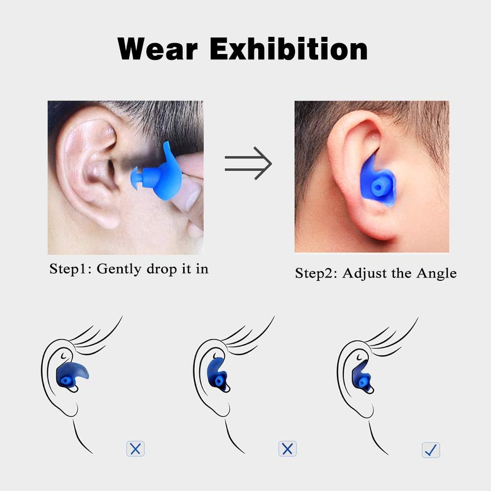 Go-sport Swimming Ear Plugs 3 Pairs Waterproof Reusable Silicone Ear Plugs for Swimming Showering Diving Surfing Snorkeling and Other Water Sports (Adult Size) (Black+Blue+White) : Sports & Outdoors