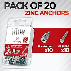 CrimsonMark 20Pcs Zinc Self Drilling Drywall