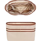 GIVLEFLY Large Purse Organizer Insert with Water Bottle Holder, Lightweight Bag Organizer Insert with Multiple Inside and Outside Pockets, Handbag & Tote Divider，Beige