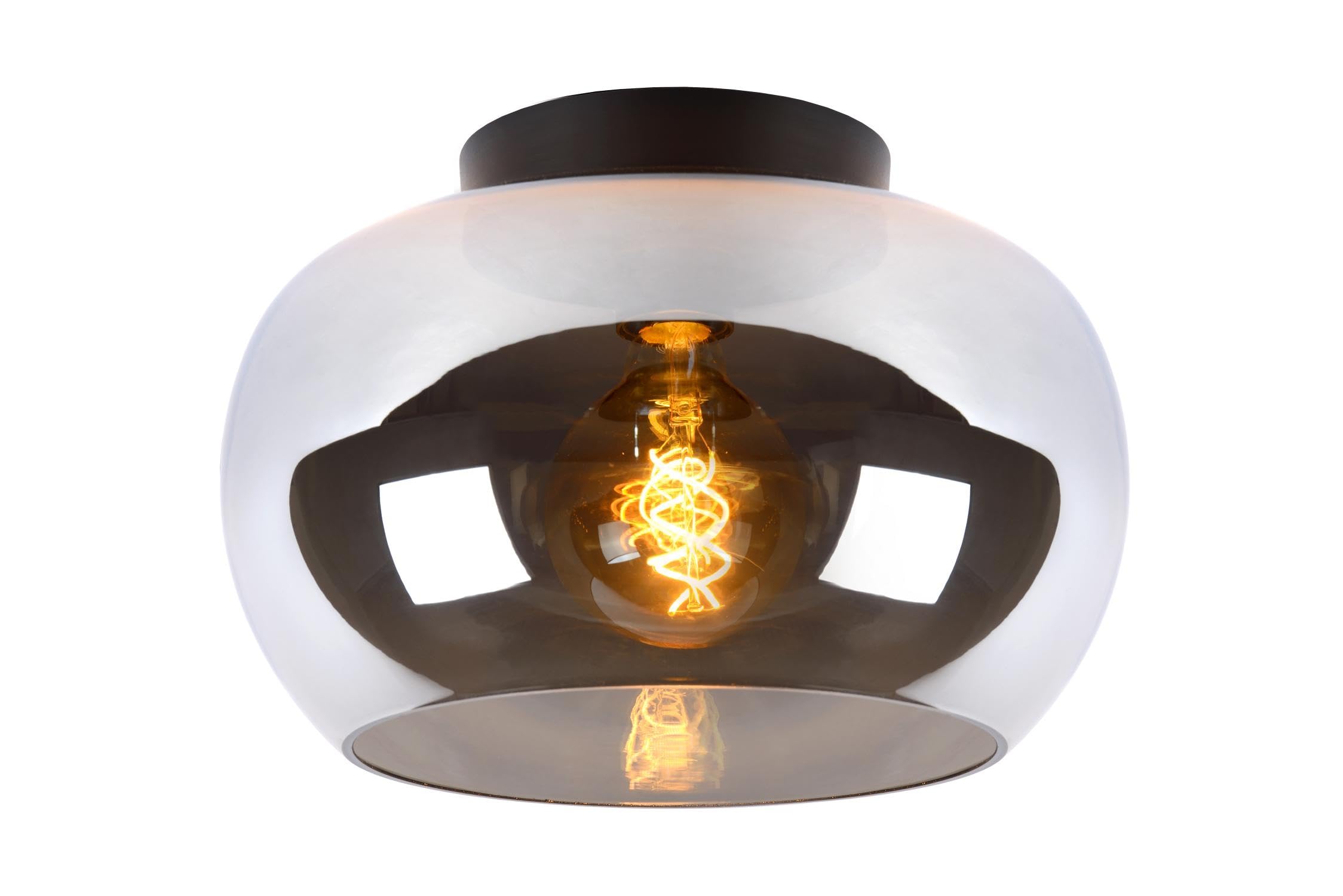 LUCIDE Judi - Flush Ceiling Light - Ø 30,5 cm - 1xE27 - Smoke Grey